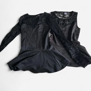 Gothic black lace peplum top bundle of two + mesh top